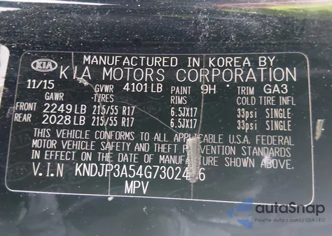 2016 Kia Soul + z USA, uszkodzony, nr VIN KNDJP3A54G7302436